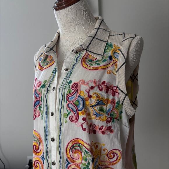 Cyrena embroidered patchwork tunic dress M boho western Coastal Cowgirl - Picture 4 of 11